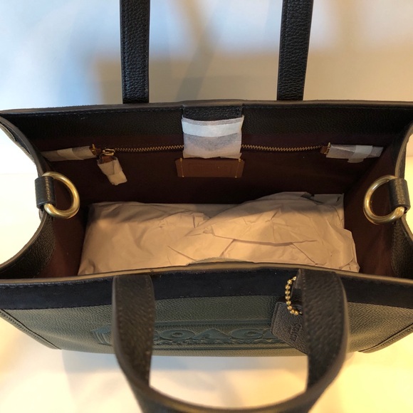 NWT Coach Leather Field Tote 30 In Colorblock With Coach Badge-Amazon Green Mult - Picture 7 of 12